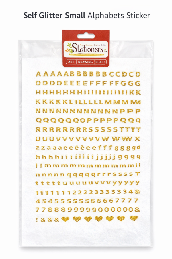 Glitter Small Alphabet & Number Sticker Sheet - Self-Adhesive for Crafts