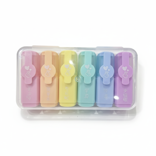 Mini Highlighter Set 6-Piece with Portable Storage Case