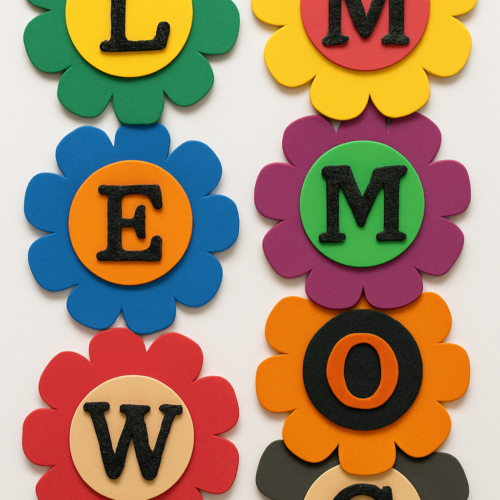 Foaming Glitter Sticker Flowers Welcome Large