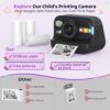Instant Print Camera for Kids, Birthday Gifts for Girls and Boys Ages 3-12 - 1080P Video Camera for Kids, Gift Ideas for Boys Ages 3 4 5 6 7 8 9 10 11 12 -(Black)